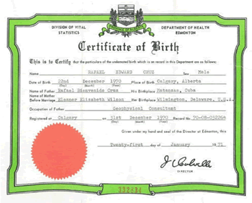 Cruz birth certificate
